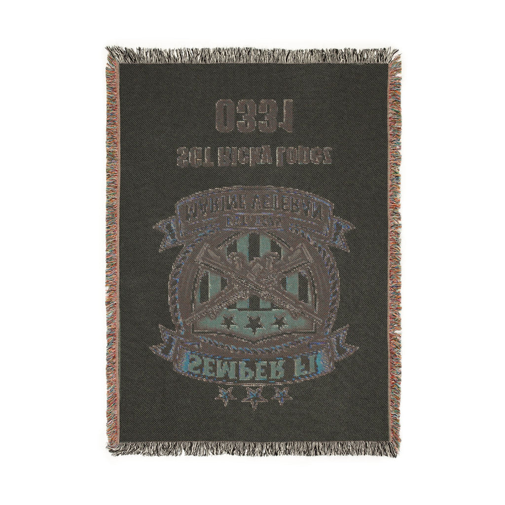 Vintage Military Emblem Woven Blanket — Custom Badge Throw (Includes Serial Number)