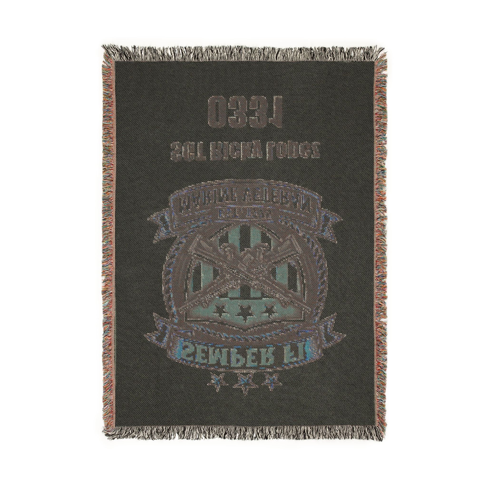 Vintage Military Emblem Woven Blanket — Custom Badge Throw (Includes Serial Number)