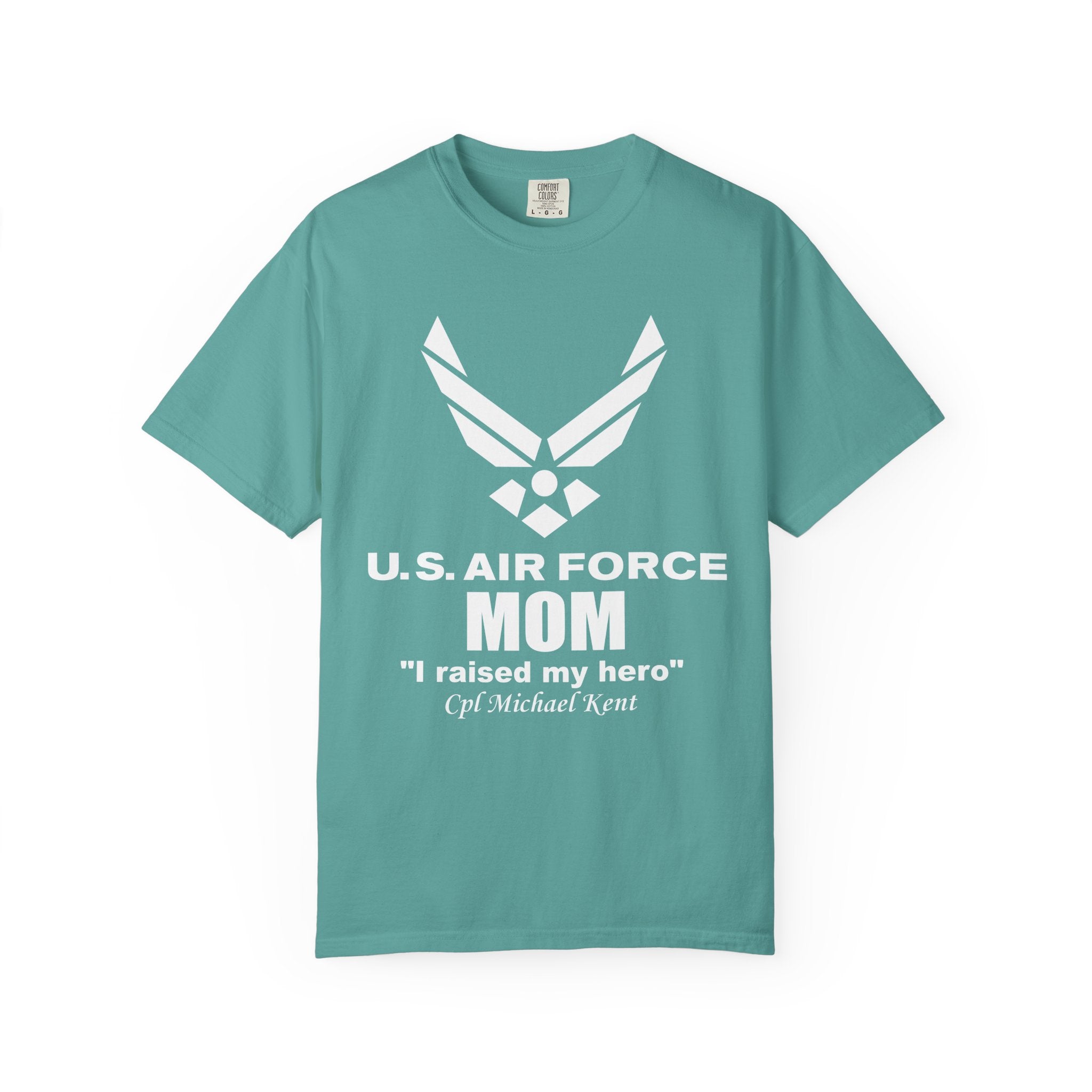 Personalized Air Force Mom Shirt – Custom USAF Family Tee with Rank, Aircraft & Message | Comfort Colors