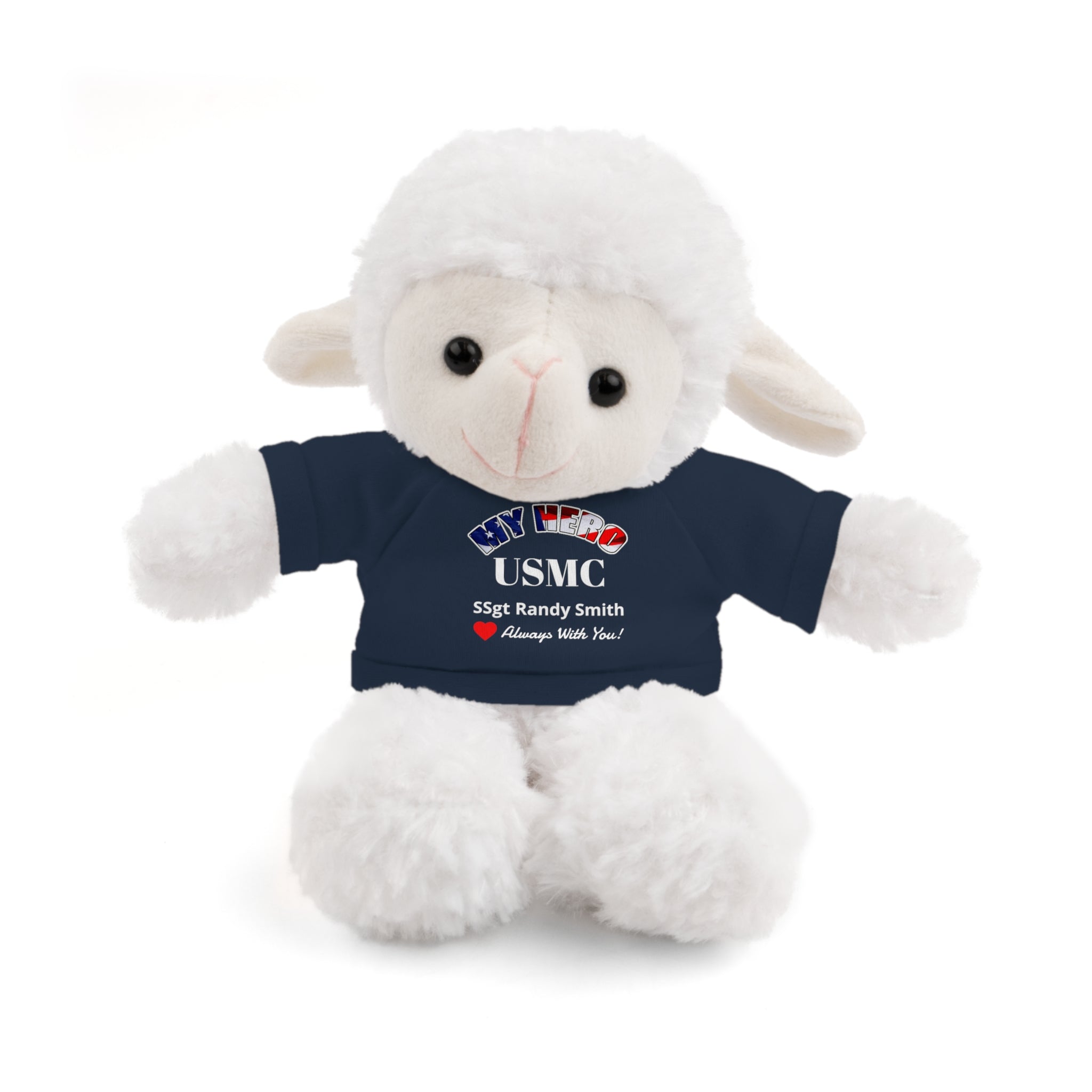 Custom USMC Stuffed Animal with Personalized T-Shirt – 6 Plush Animals, 5 Shirt Colors