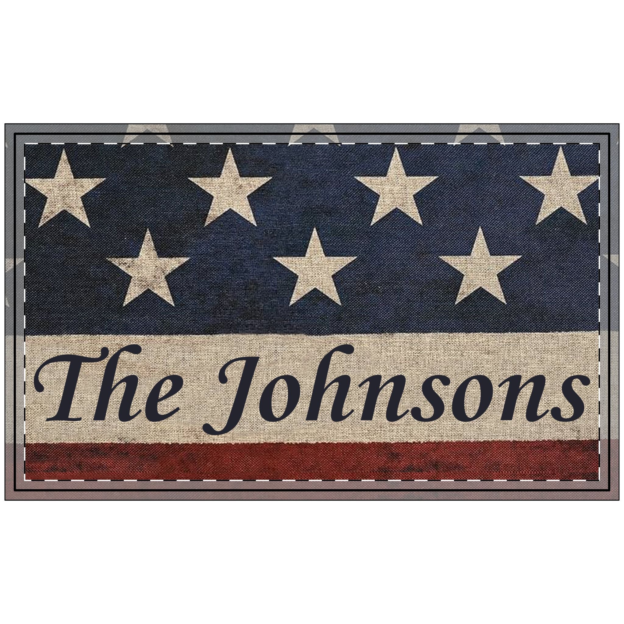 Personalized American Flag Doormat — "The Johnsons" Vintage Patriotic Welcome Mat