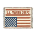 Custom U.S. Marine Corps American Flag Woven Blanket – Personalized USMC Blanket – Marine Veteran Gift