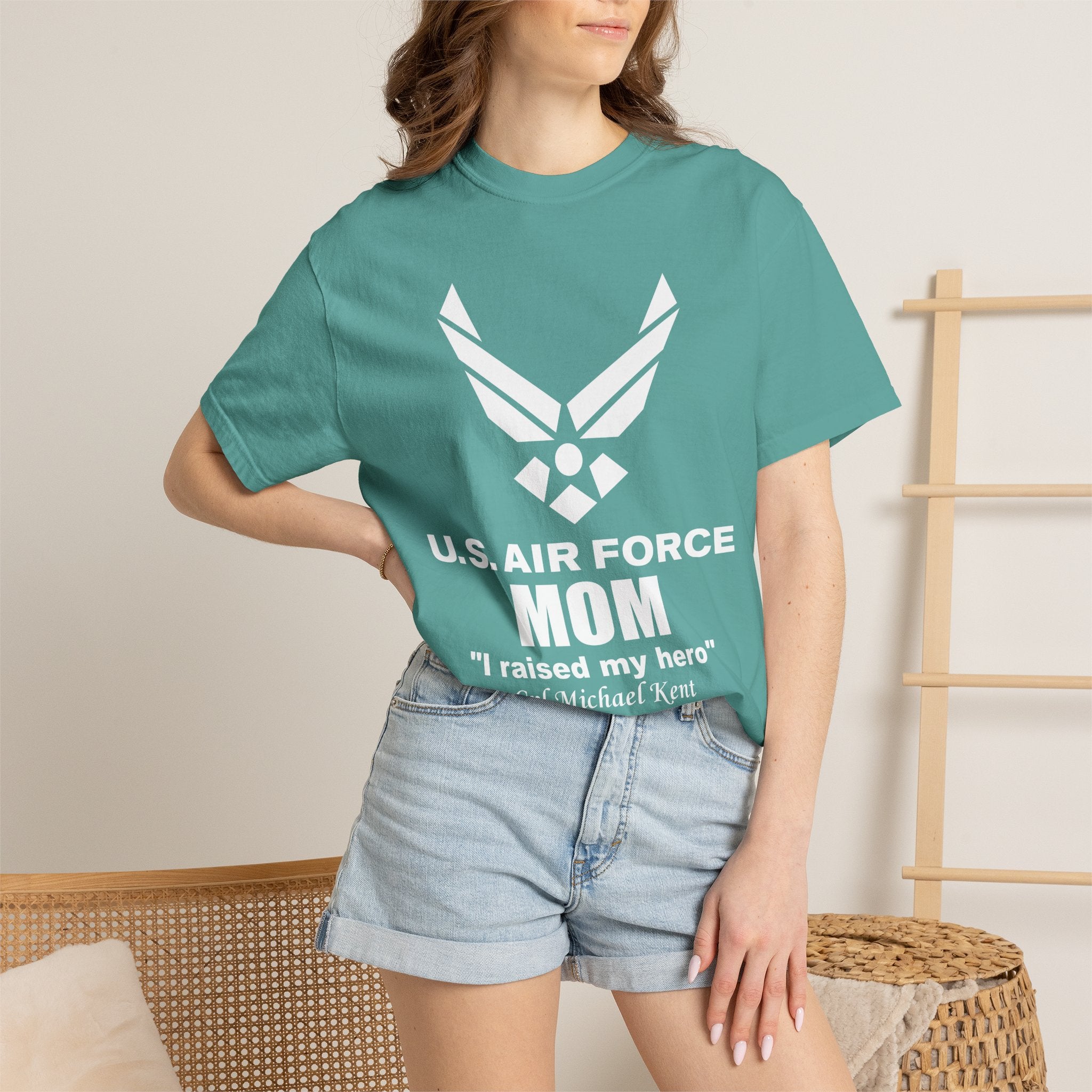 Personalized Air Force Mom Shirt – Custom USAF Family Tee with Rank, Aircraft & Message | Comfort Colors
