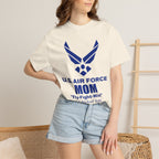 Custom Air Force Mom T-Shirt – Personalized Military Shirt with Rank, Name, Aircraft | Comfort Colors 1717