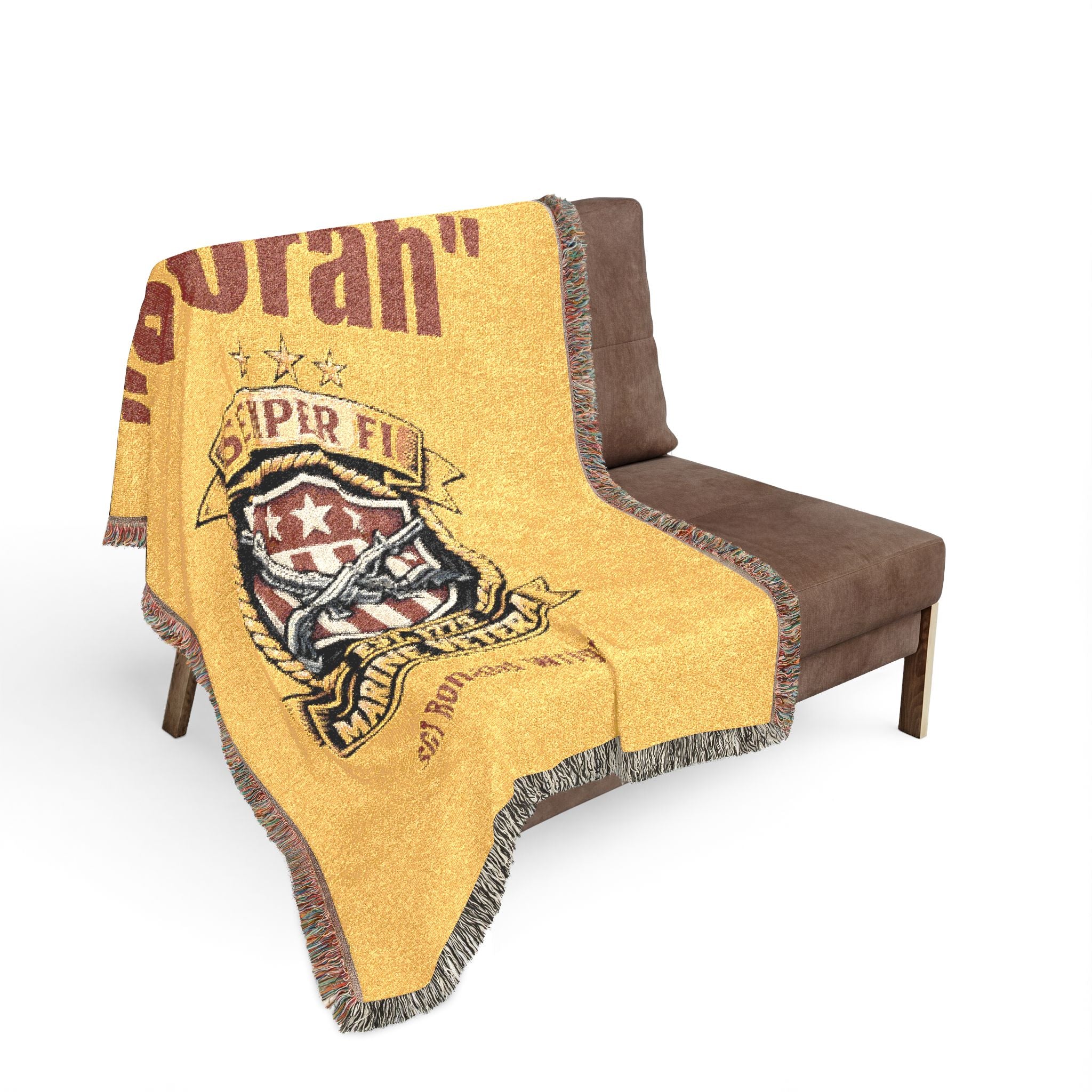 Custom U.S. Marine Corps Woven Blanket – Personalized USMC Gift – Upload Your Own Design