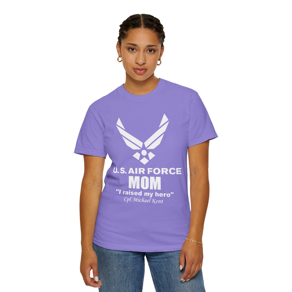 Personalized Air Force Mom Shirt – Custom USAF Family Tee with Rank, Aircraft & Message | Comfort Colors