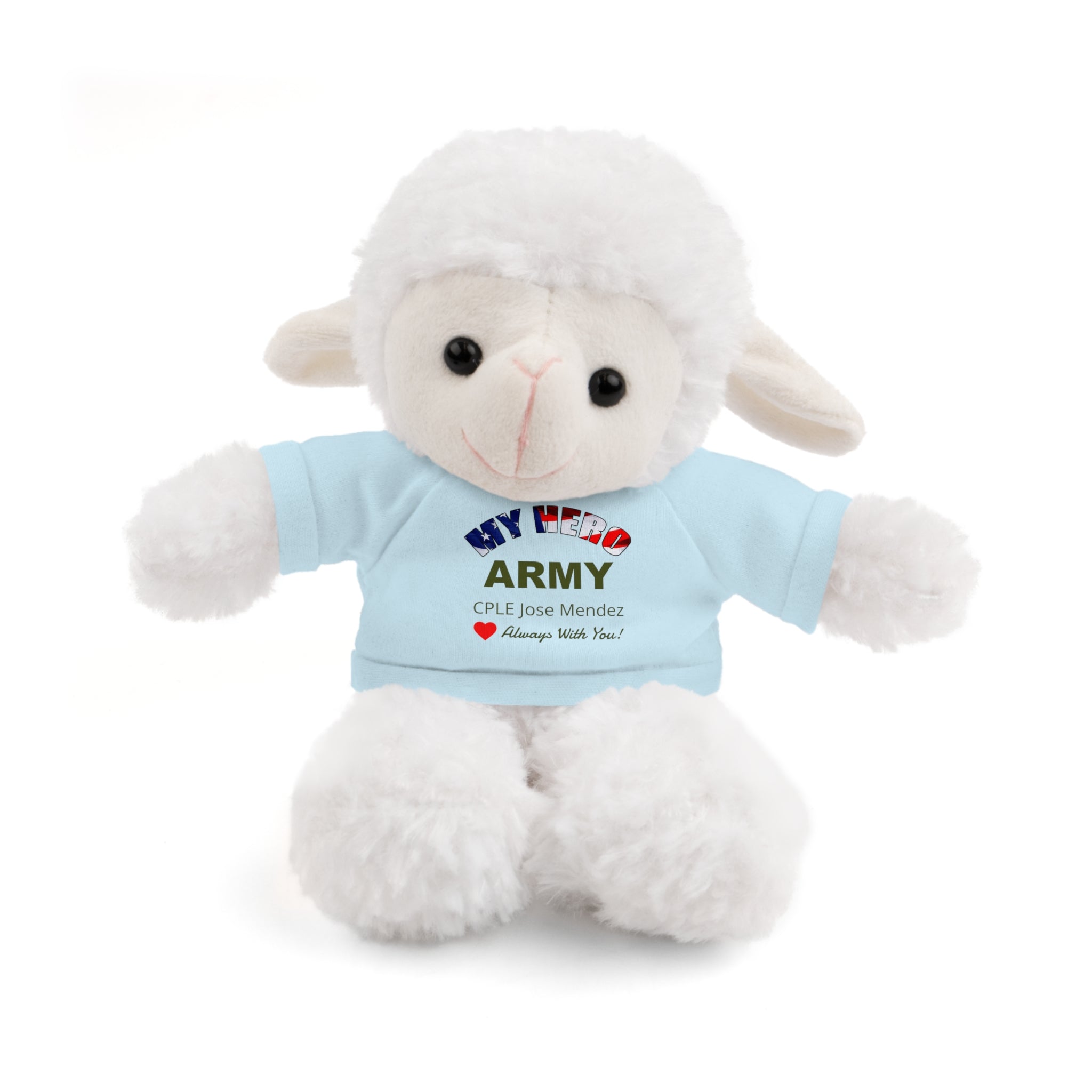 Custom U.S. Army Stuffed Animal with Personalized T-Shirt – 6 Plush Options, 5 Shirt Colors