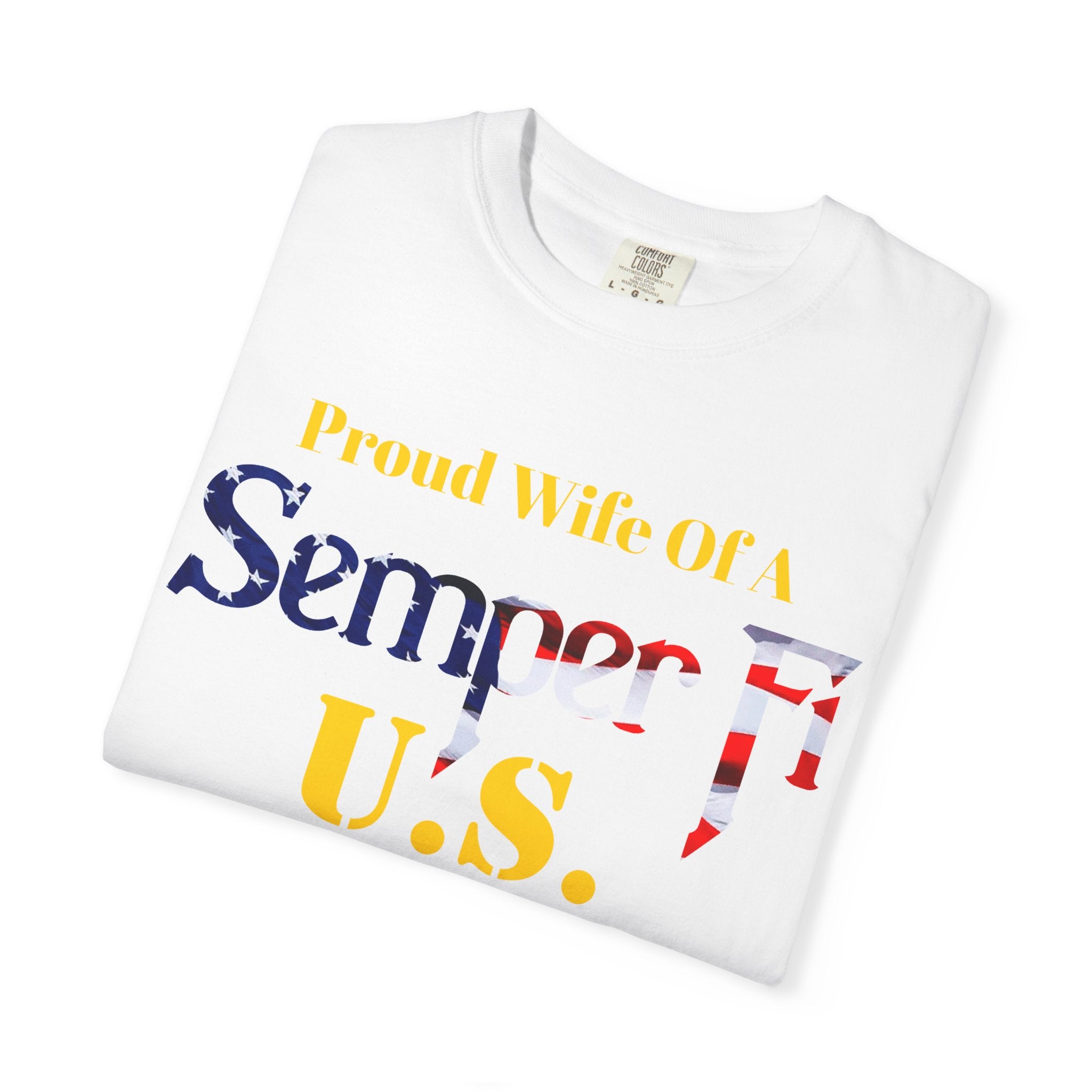 Personalized Marine Wife Gold Letters Shirt – Custom Semper Fi USMC Tee | Proud Military Spouse Gift | Comfort Colors 1717