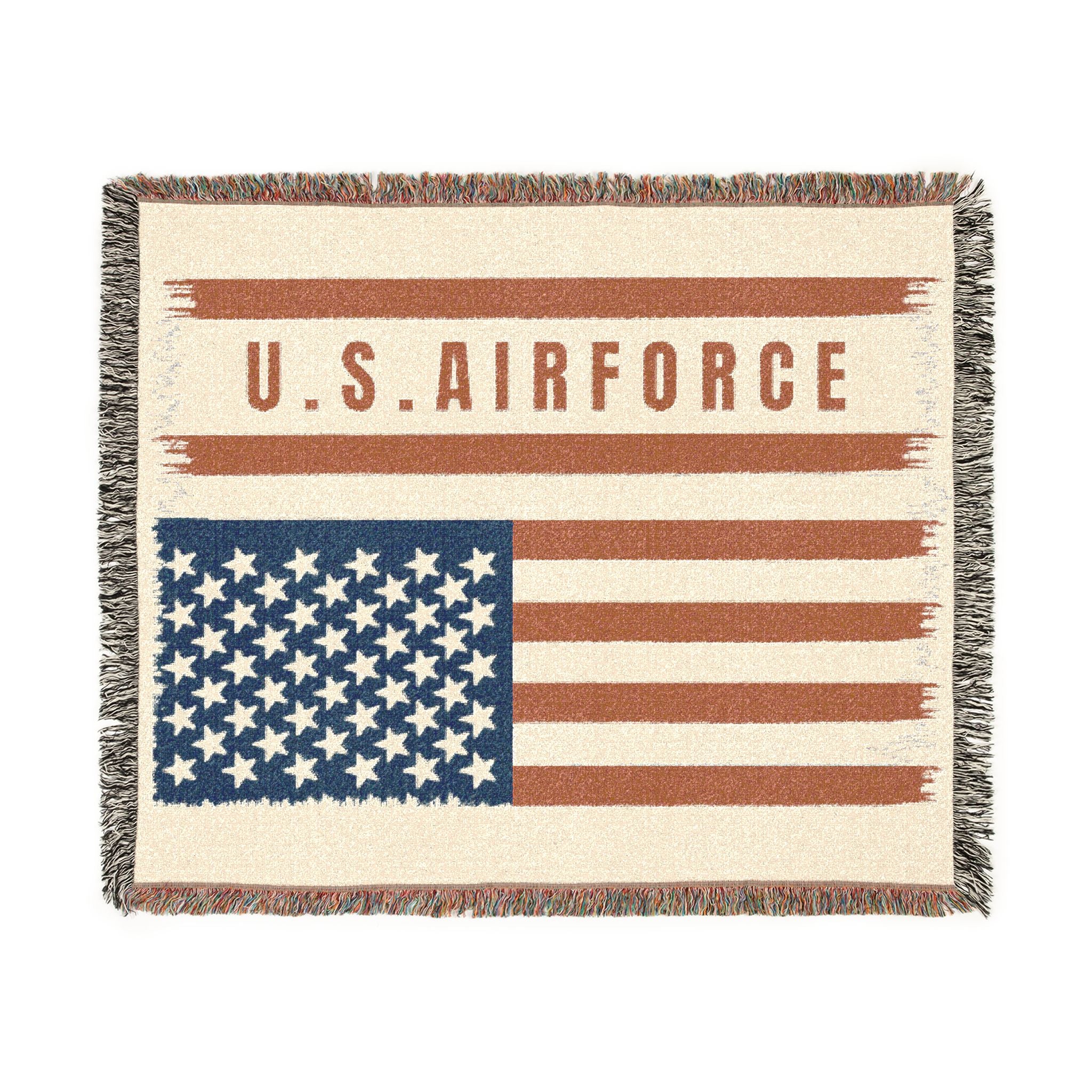 Custom U.S. Air Force American Flag Woven Blanket – Personalized USAF Military Gift with Name, Rank & Message
