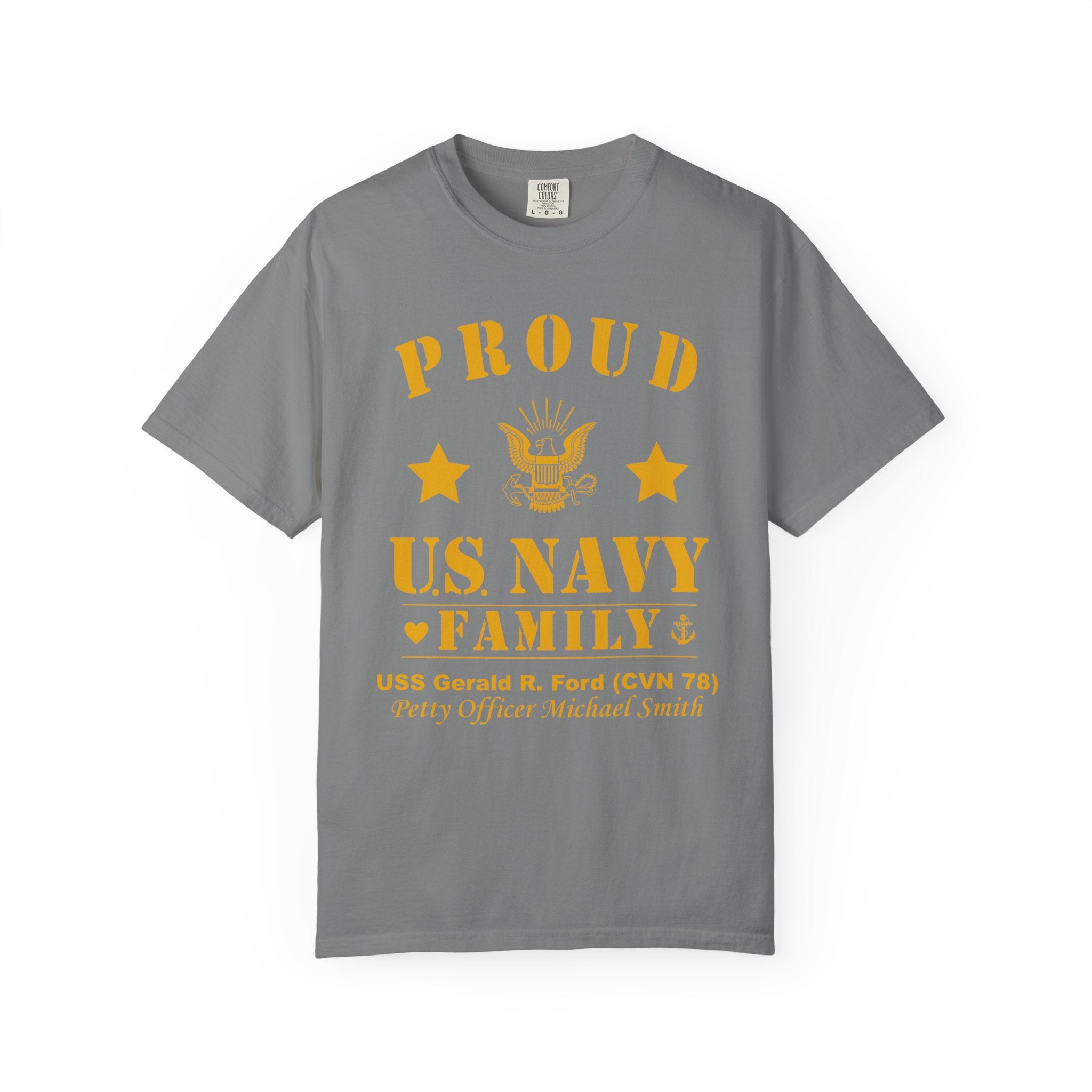 Custom Proud Navy Family Comfort Colors T-Shirt – Personalized U.S. Navy Family Shirt with Name, Ship & Rank