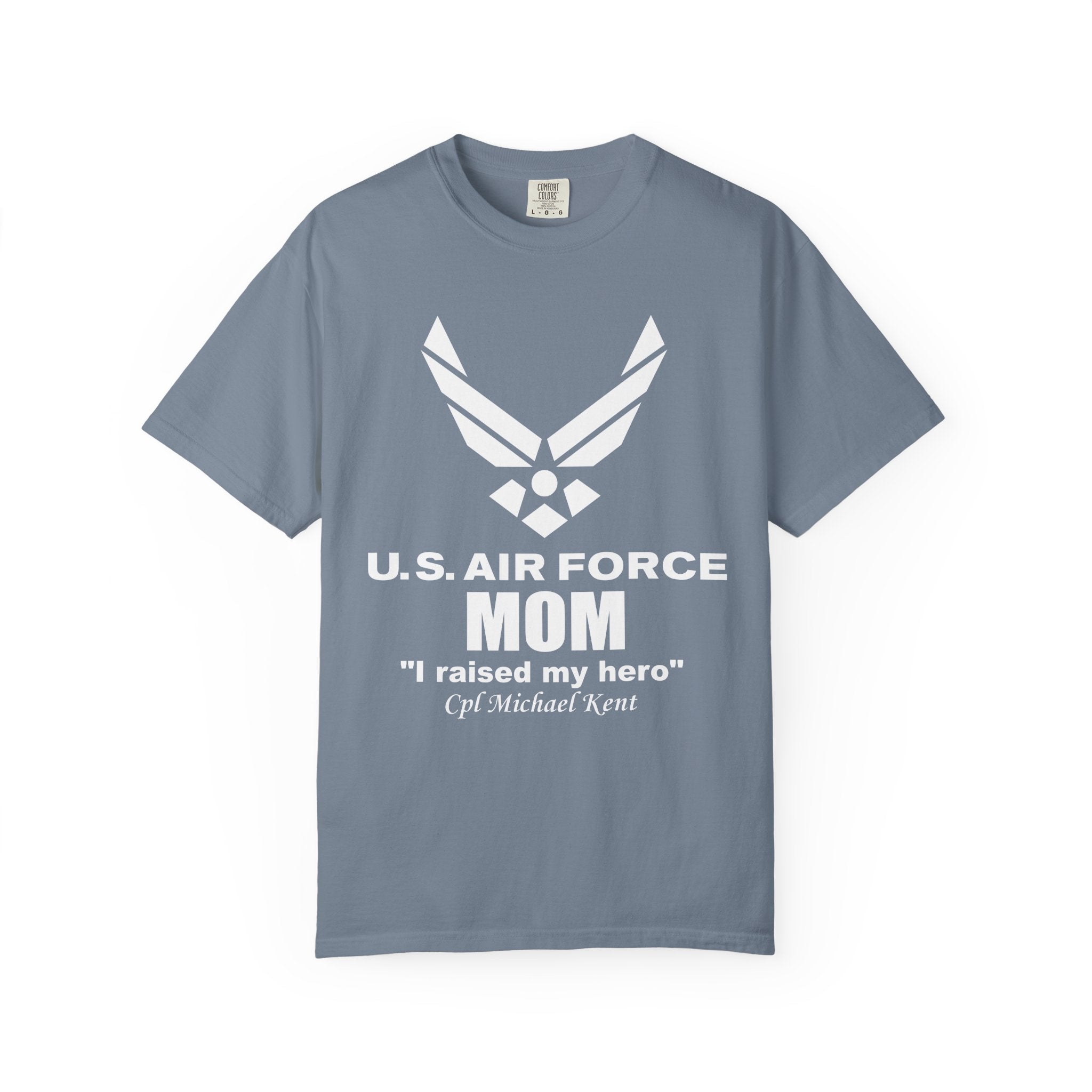 Personalized Air Force Mom Shirt – Custom USAF Family Tee with Rank, Aircraft & Message | Comfort Colors