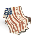 Personalized American Flag Woven Blanket – Custom Name Patriotic Throw