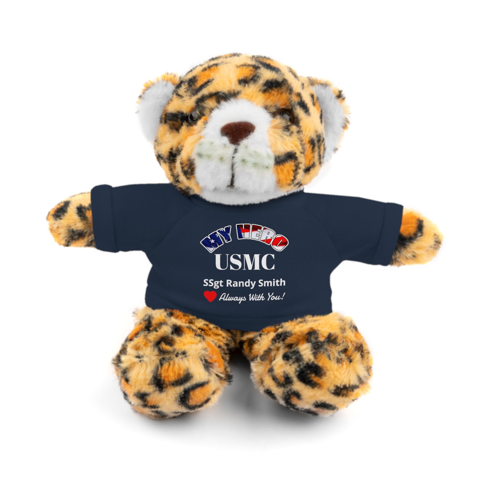 Custom USMC Stuffed Animal with Personalized T-Shirt – 6 Plush Animals, 5 Shirt Colors
