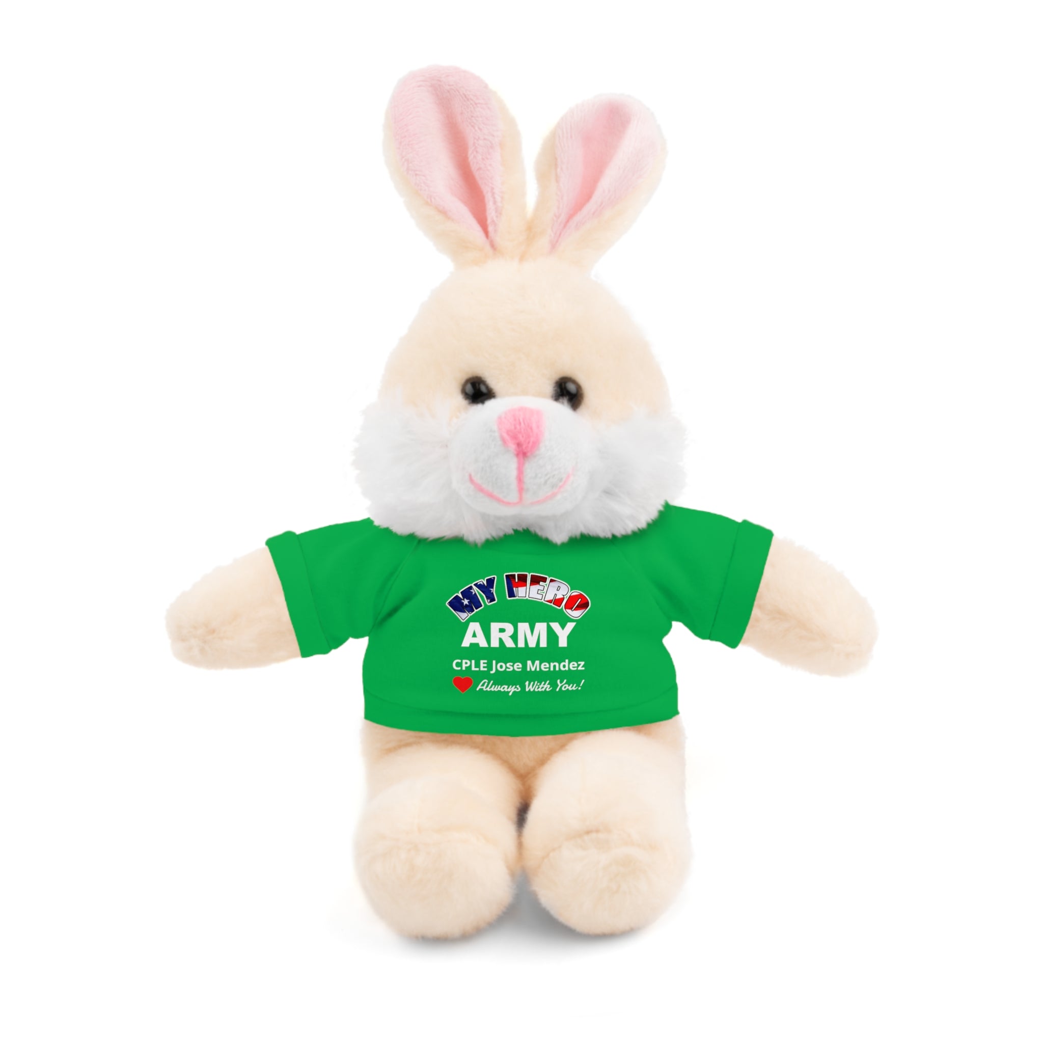 Custom U.S. Army Stuffed Animal with Personalized T-Shirt – 6 Plush Options, 5 Shirt Colors