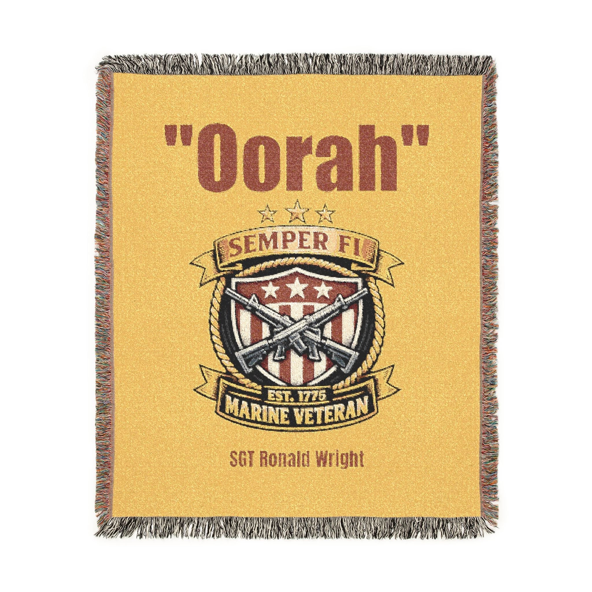 Custom U.S. Marine Corps Woven Blanket – Personalized USMC Gift – Upload Your Own Design