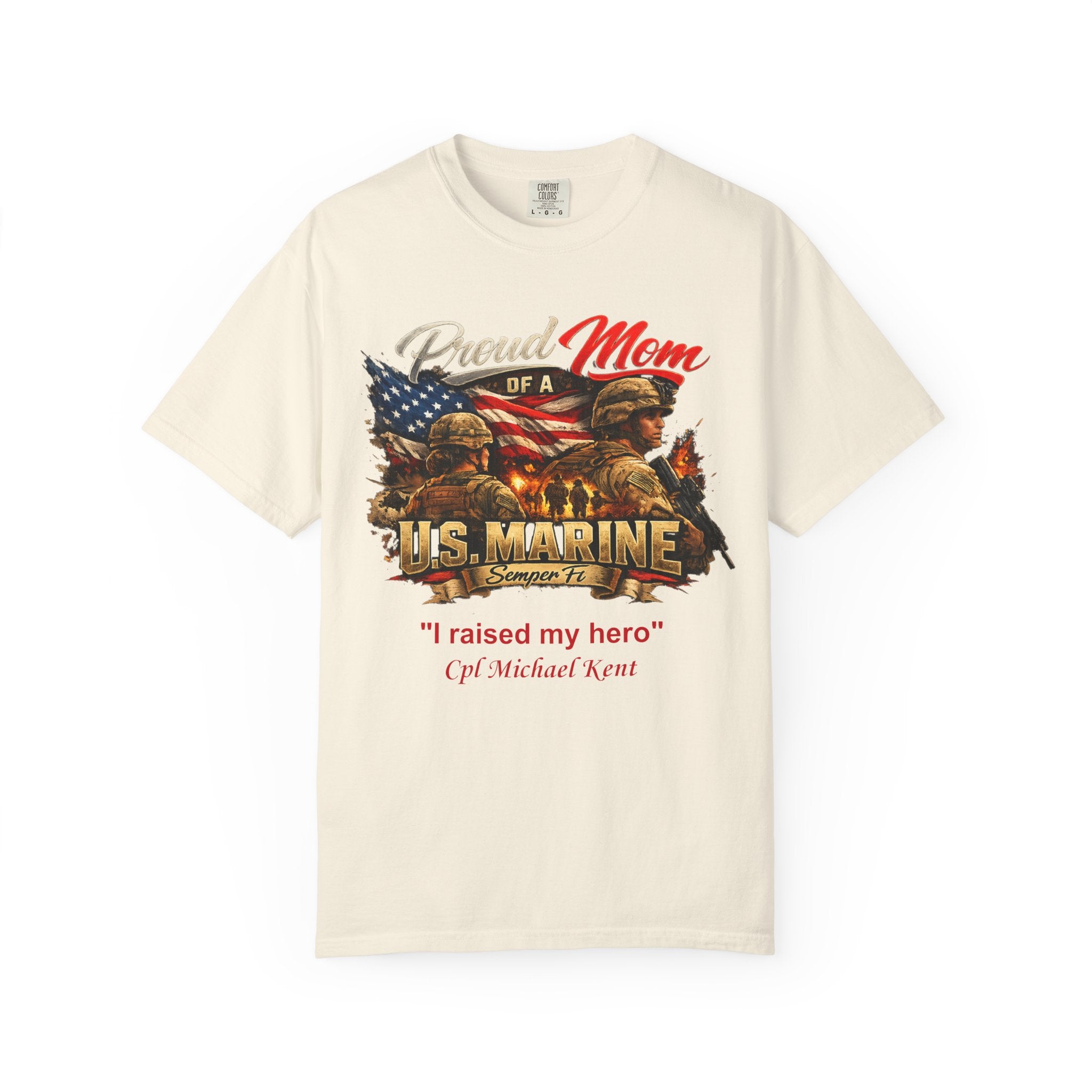 Custom Marine Mom Graphic Shirt – Personalized U.S. Marine Corps Tee | Proud Military Mom Gift | Comfort Colors 1717