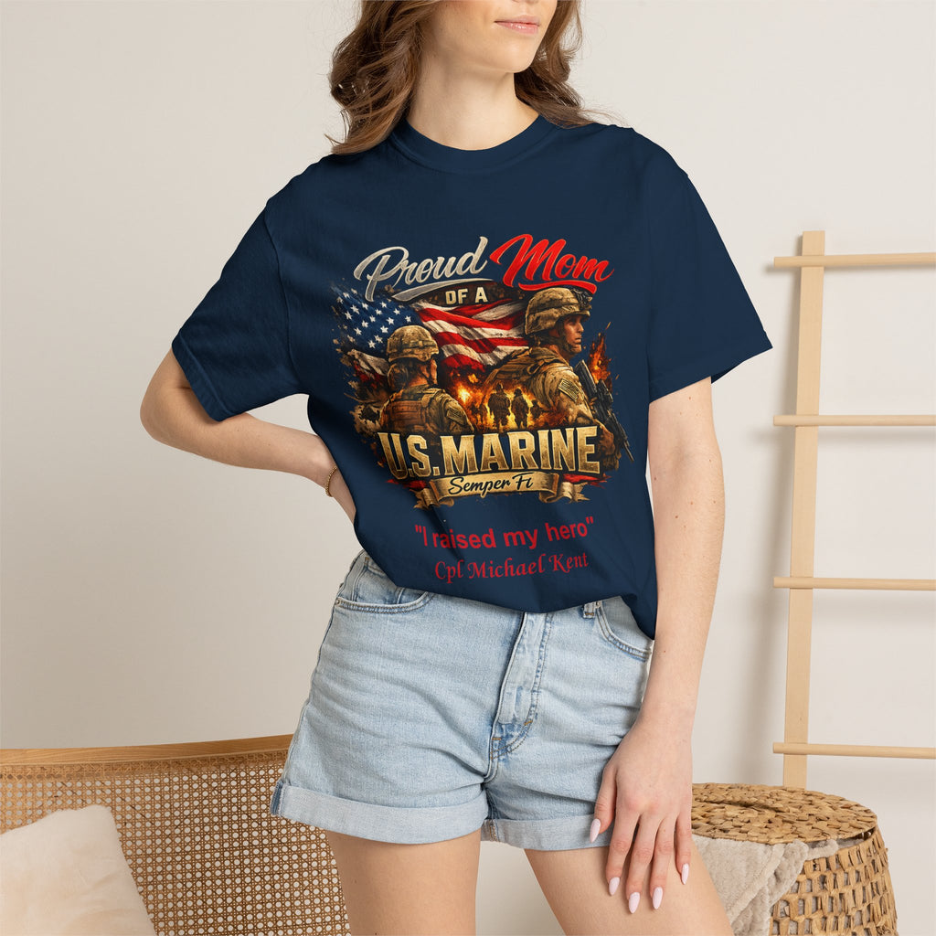 Custom Marine Mom Graphic Shirt – Personalized U.S. Marine Corps Tee | Proud Military Mom Gift | Comfort Colors 1717