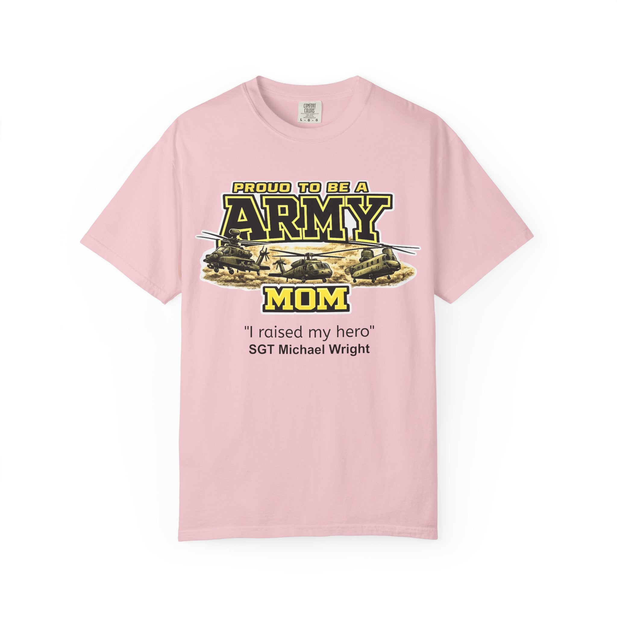 Army Mom Shirt with Helicopters – Personalized Proud Army Mom Comfort Colors Tee