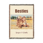 Besties Woven Blanket — Custom Pet Photo Woven Blanket – Personalized Dog & Cat Cotton Throw (3 Sizes)