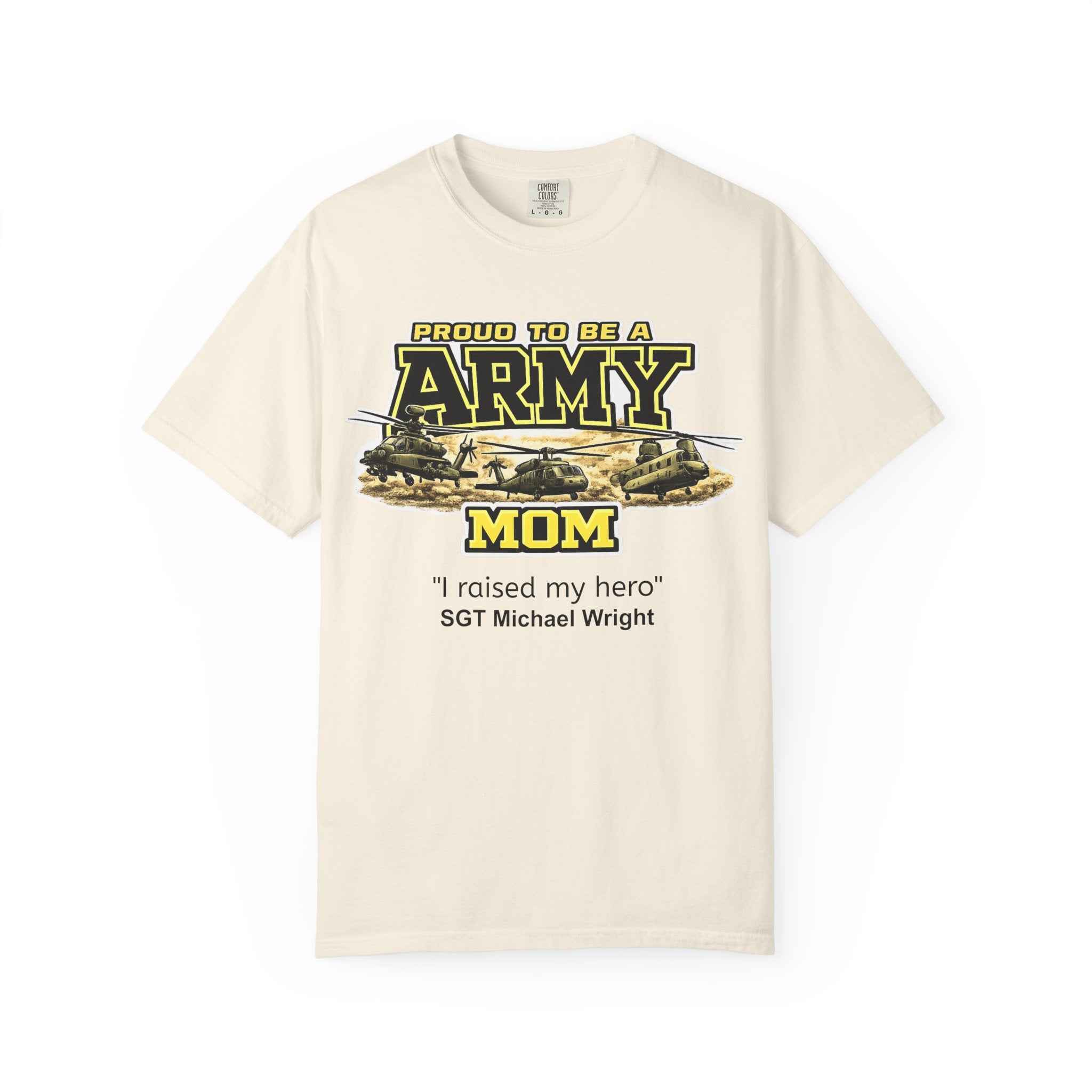 Army Mom Shirt with Helicopters – Personalized Proud Army Mom Comfort Colors Tee