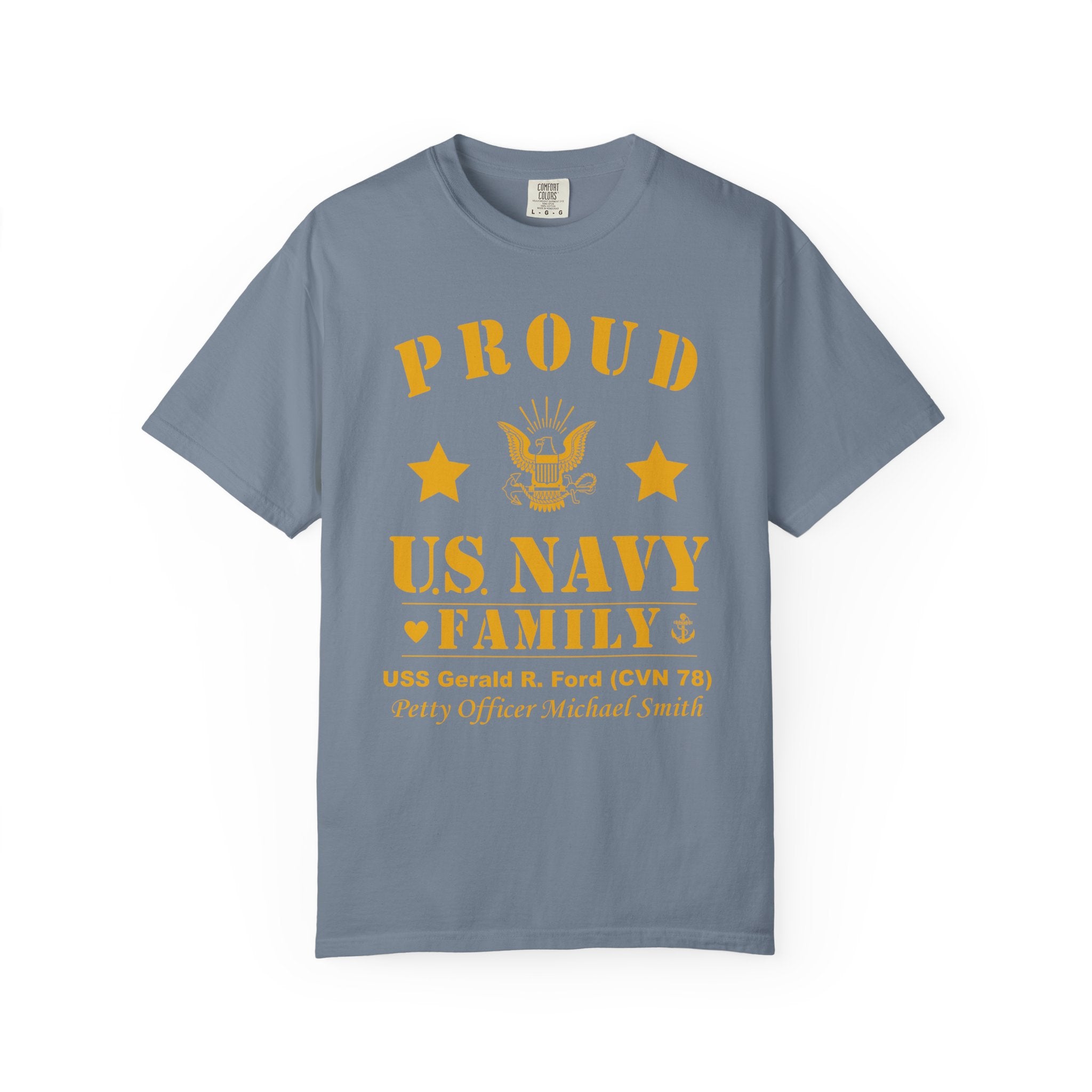 Custom Proud Navy Family Comfort Colors T-Shirt – Personalized U.S. Navy Family Shirt with Name, Ship & Rank