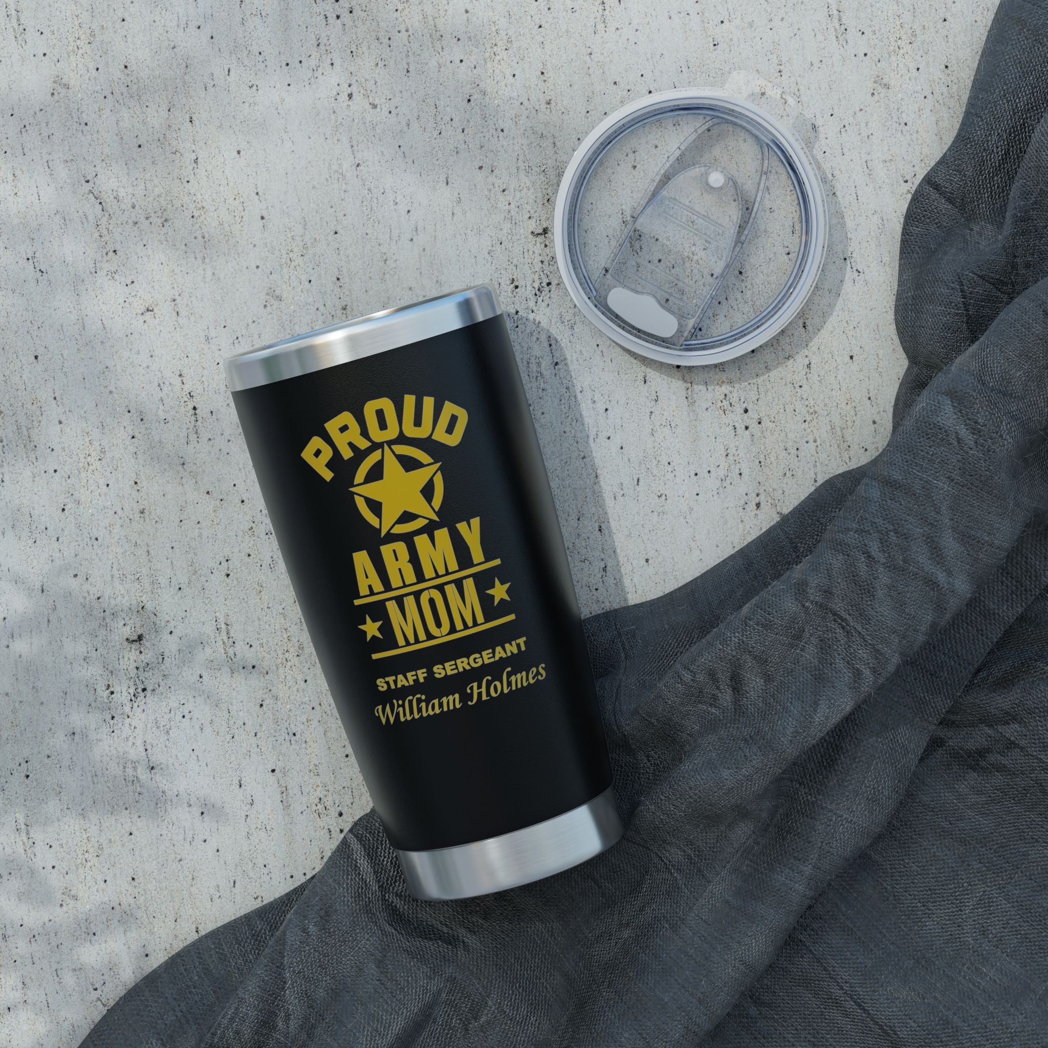 Proud Army Mom Personalized 20oz Tumbler — Custom U.S. Army Mom Tumbler – Personalized Military Mom Gift with Name, Rank or Message