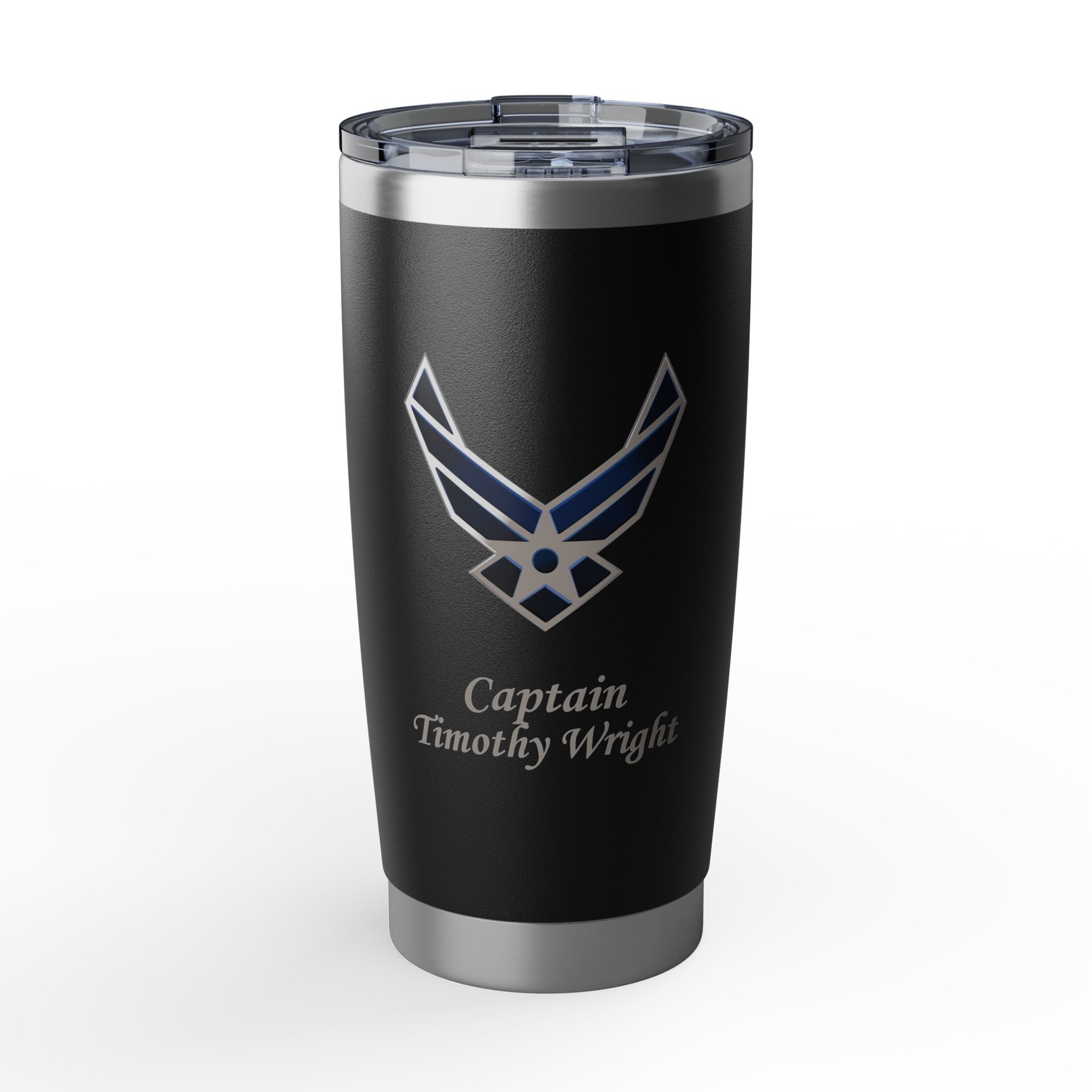 Custom U.S. Air Force 20oz Tumbler – Personalized Military Cup with Name, Rank & Unit (3 Colors)