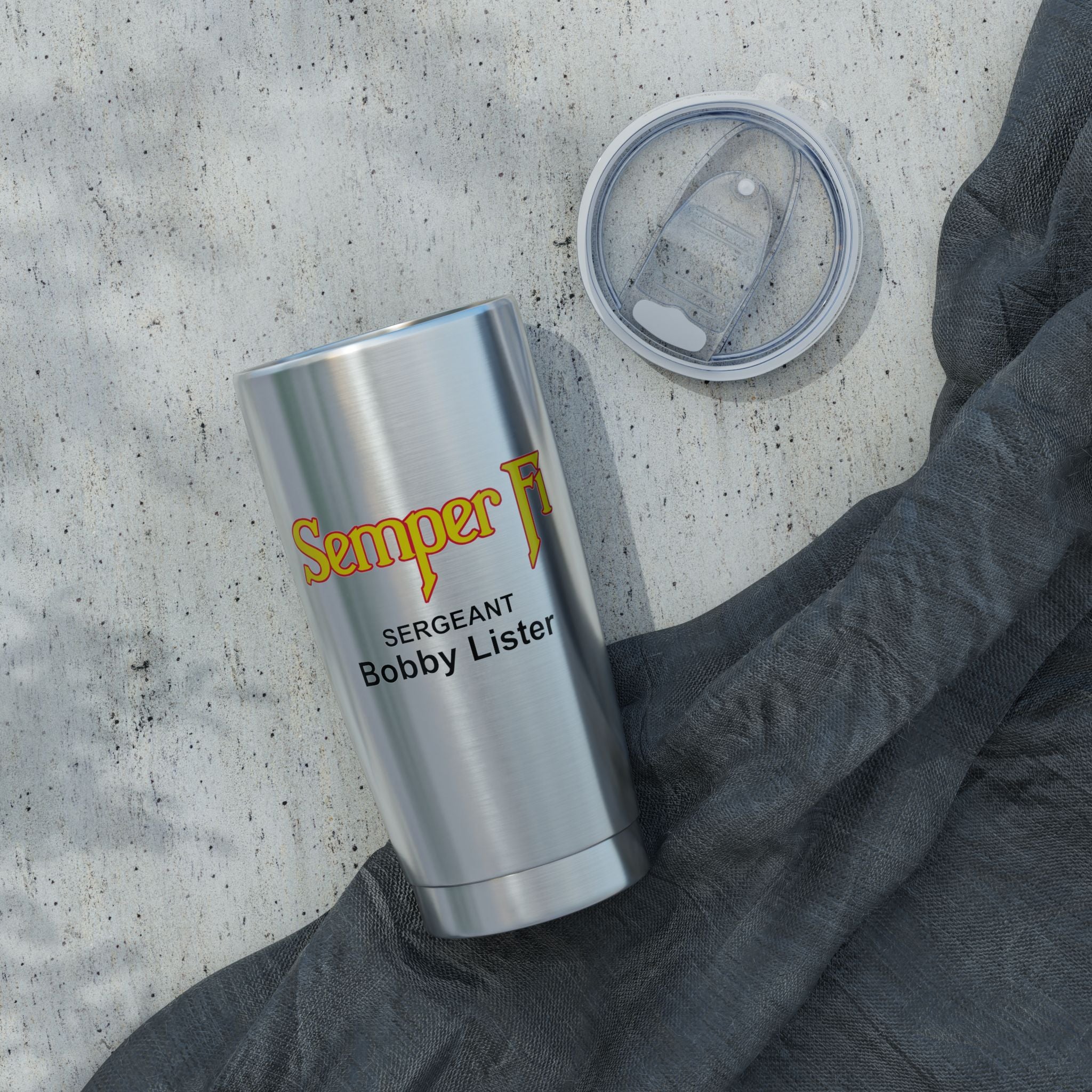 Custom Semper Fi USMC 20oz Tumbler – Personalized Marine Corps Cup with Rank, Name or Message