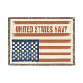 Custom U.S. Navy American Flag Woven Blanket – Personalized USN Military Throw – Navy Veteran & Sailor Gift