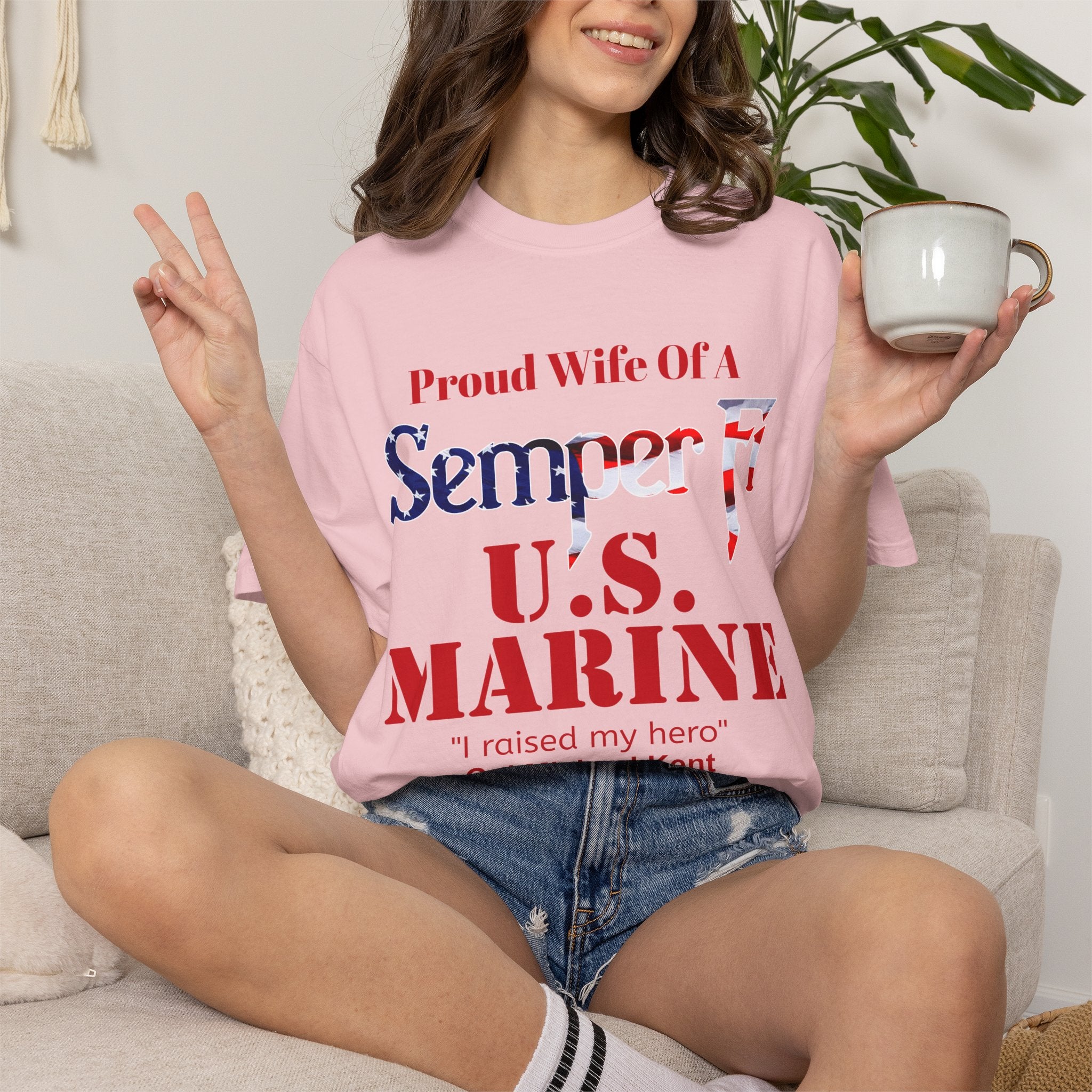 Custom Marine Wife Shirt – Personalized Semper Fi USMC T-Shirt | Proud Military Spouse Gift | Comfort Colors 1717