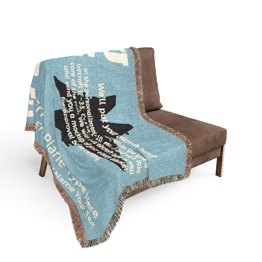 Custom U.S. Air Force Aircraft Woven Blanket – Personalized USAF Aviation Blanket – Military Gift for Airmen & Veterans