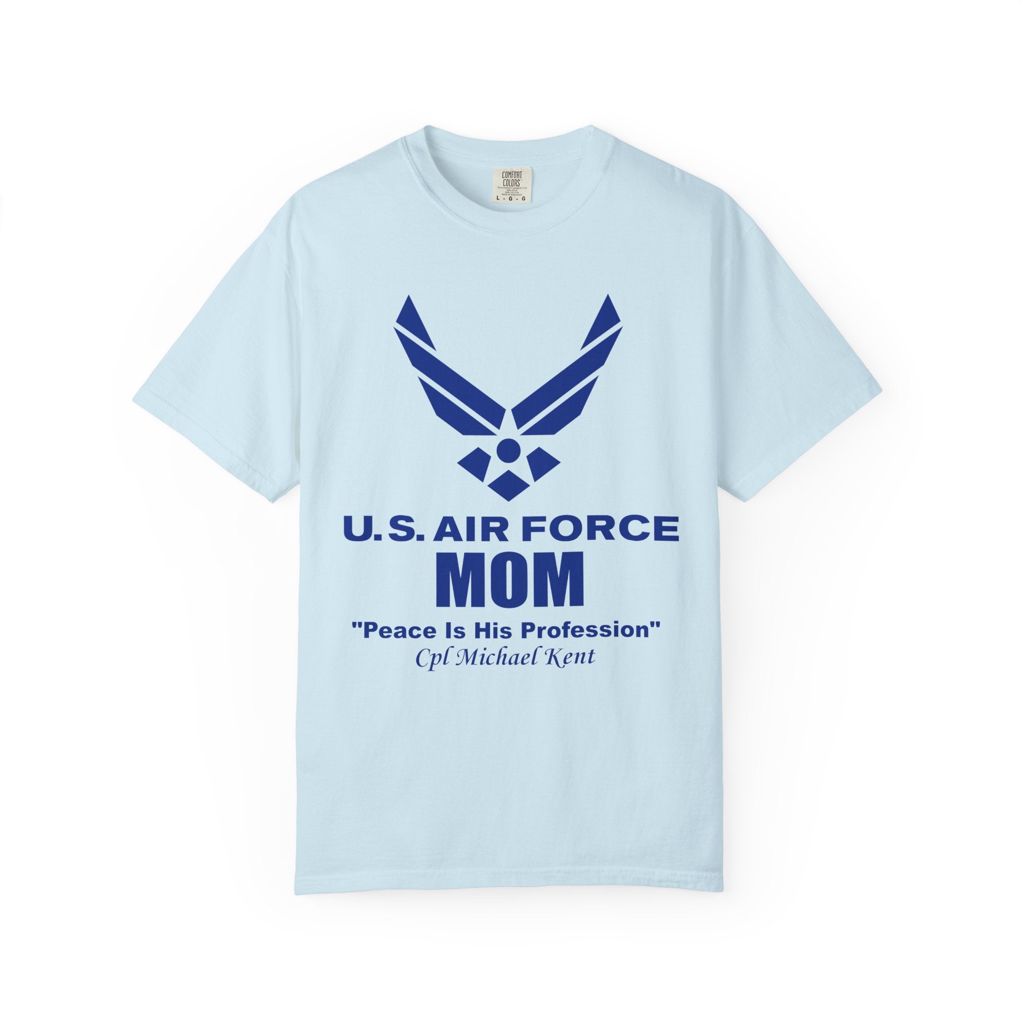 Custom Air Force Mom T-Shirt – Personalized Military Shirt with Rank, Name, Aircraft | Comfort Colors 1717