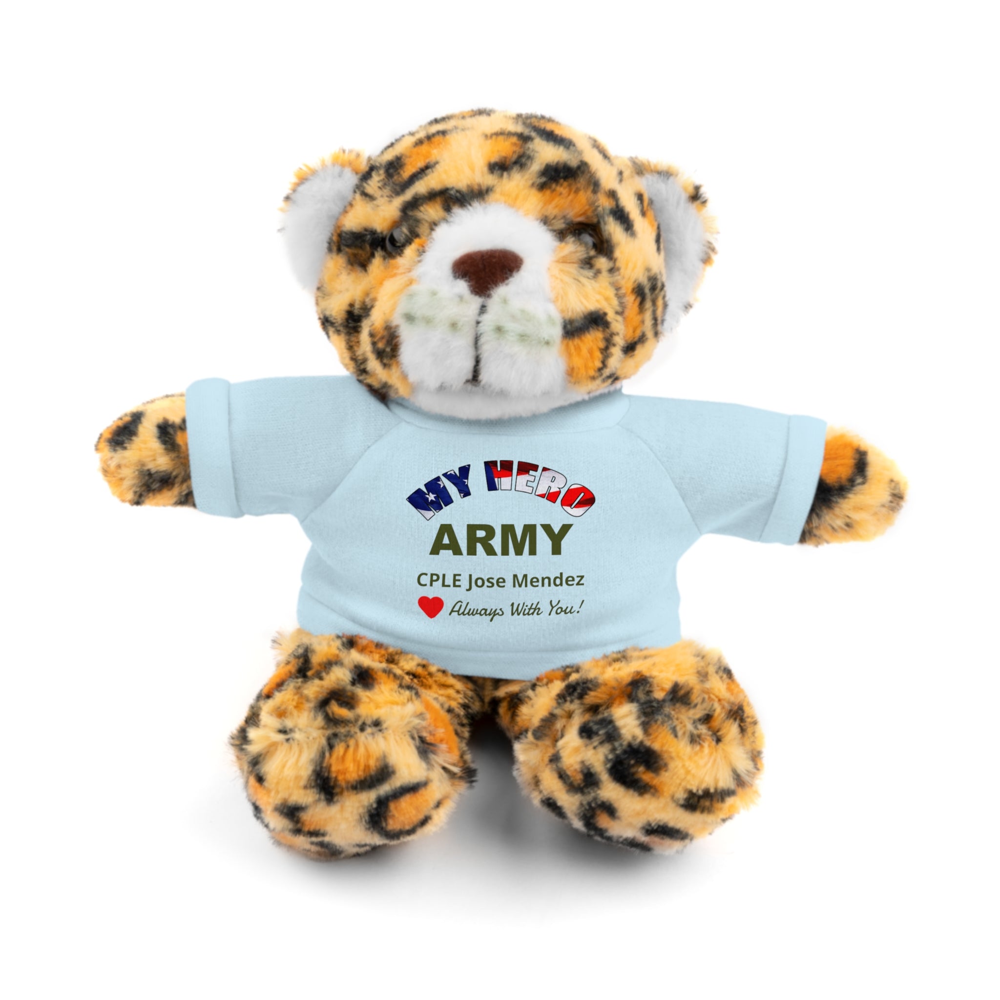 Custom U.S. Army Stuffed Animal with Personalized T-Shirt – 6 Plush Options, 5 Shirt Colors