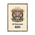 Vintage Military Emblem Woven Blanket — Custom Badge Throw (Includes Serial Number)