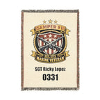 Vintage Military Emblem Woven Blanket — Custom Badge Throw (Includes Serial Number)