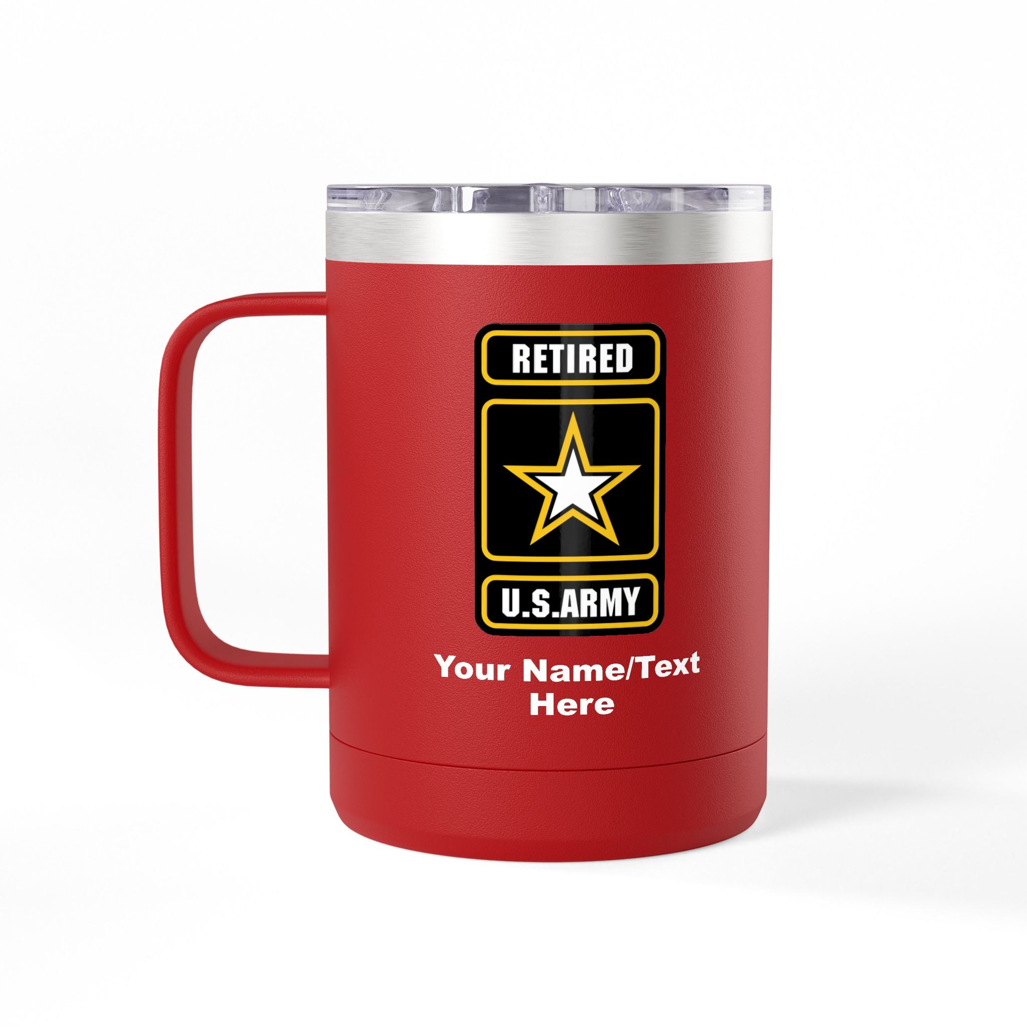 Retired Army Logo Personalized  Insulated 15oz Travel Mug Tumbler