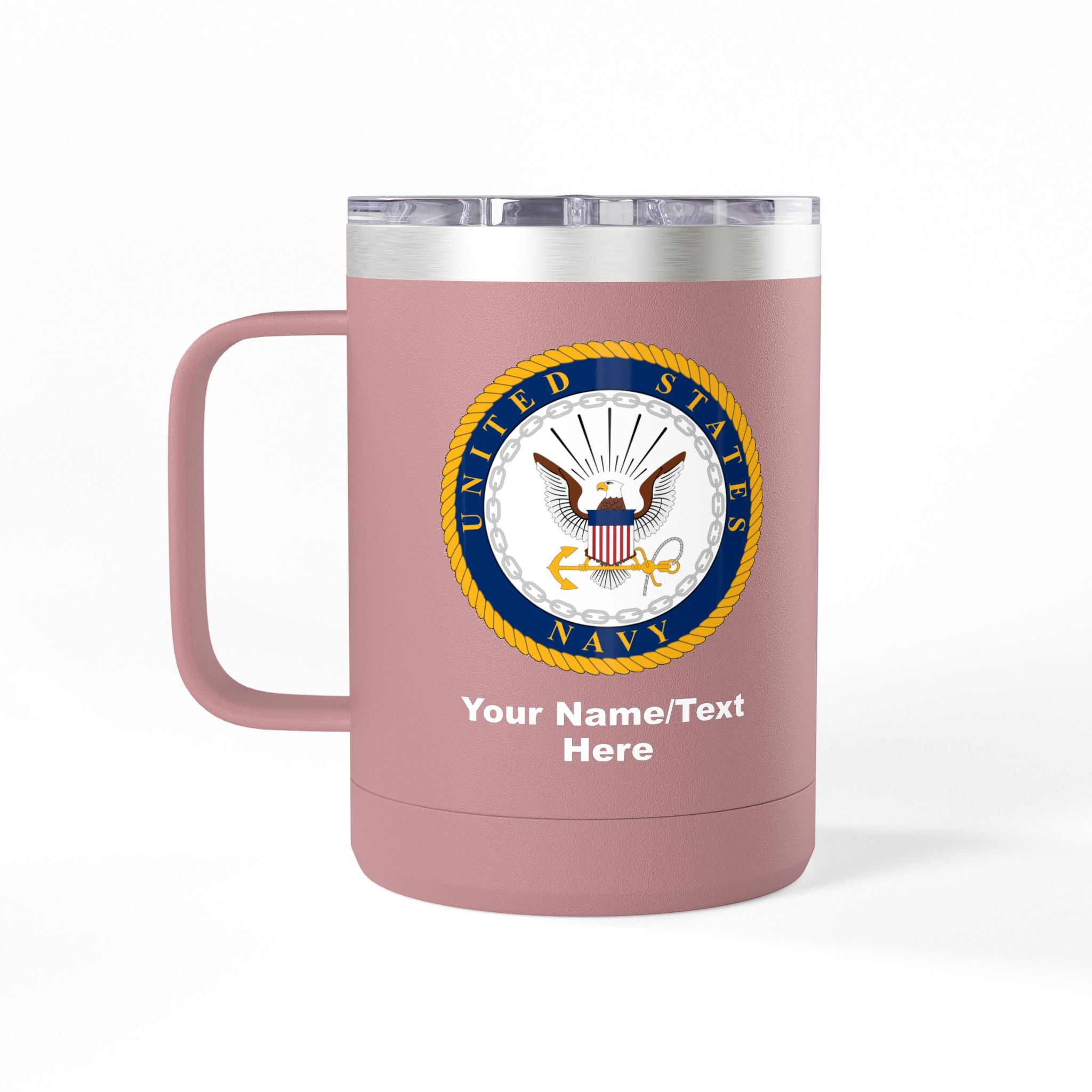 Custom U.S. Navy 15oz Travel Mug – Personalized Insulated Coffee Tumbler with Navy Seal, Name, Rank & Ship (6 Colors)