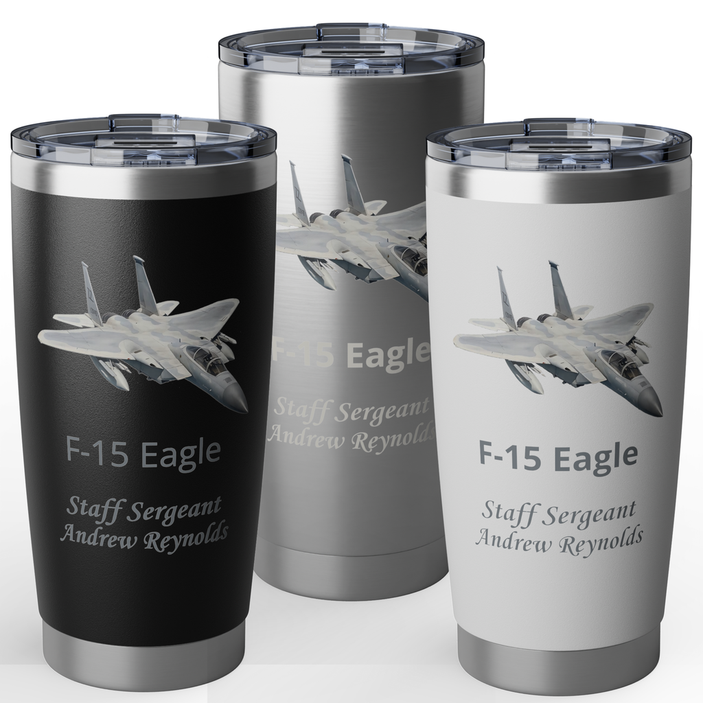 Custom Air Force Aircraft 20oz Tumbler – Personalized Military Cup with Plane, Name & Rank