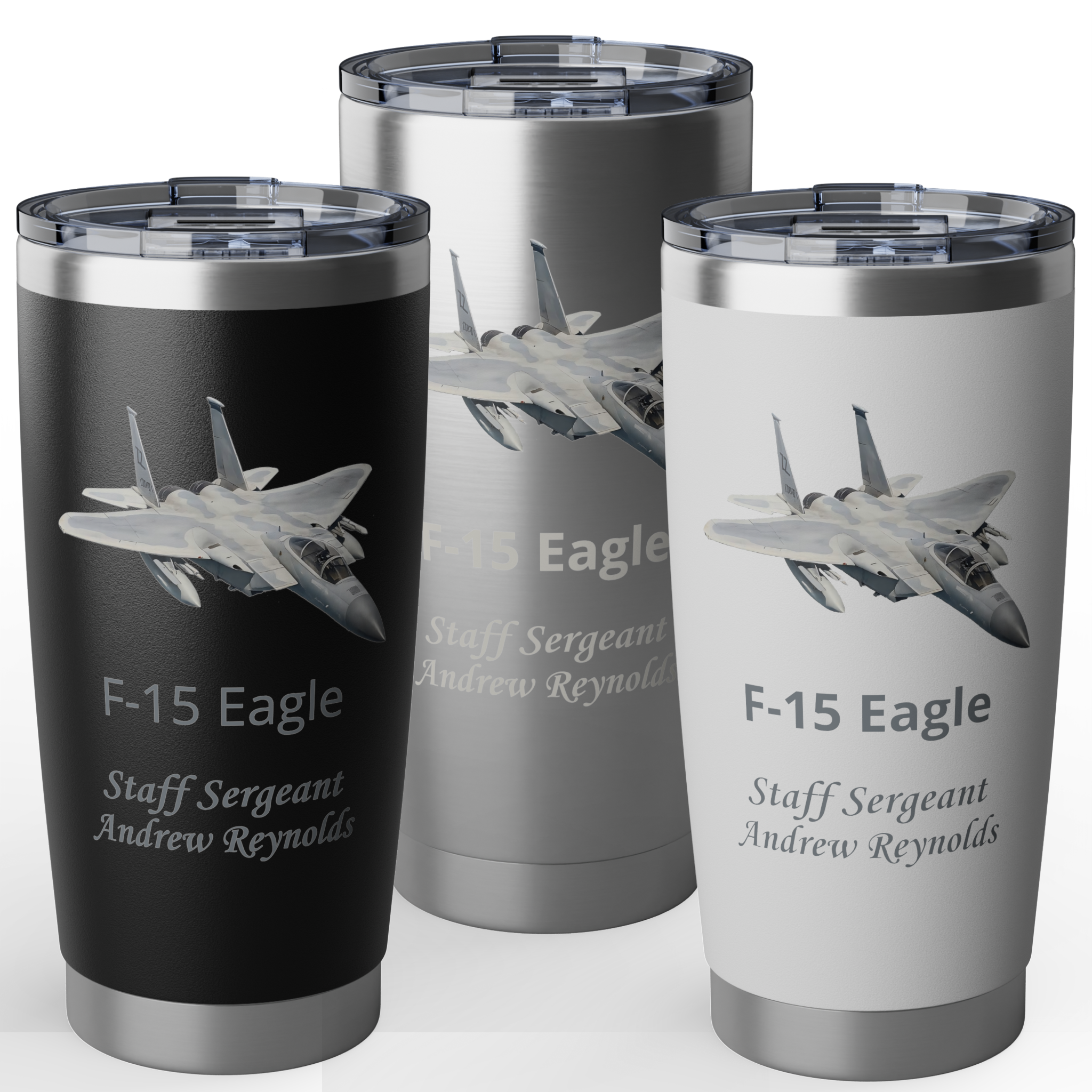 Custom Air Force Aircraft 20oz Tumbler – Personalized Military Cup with Plane, Name & Rank
