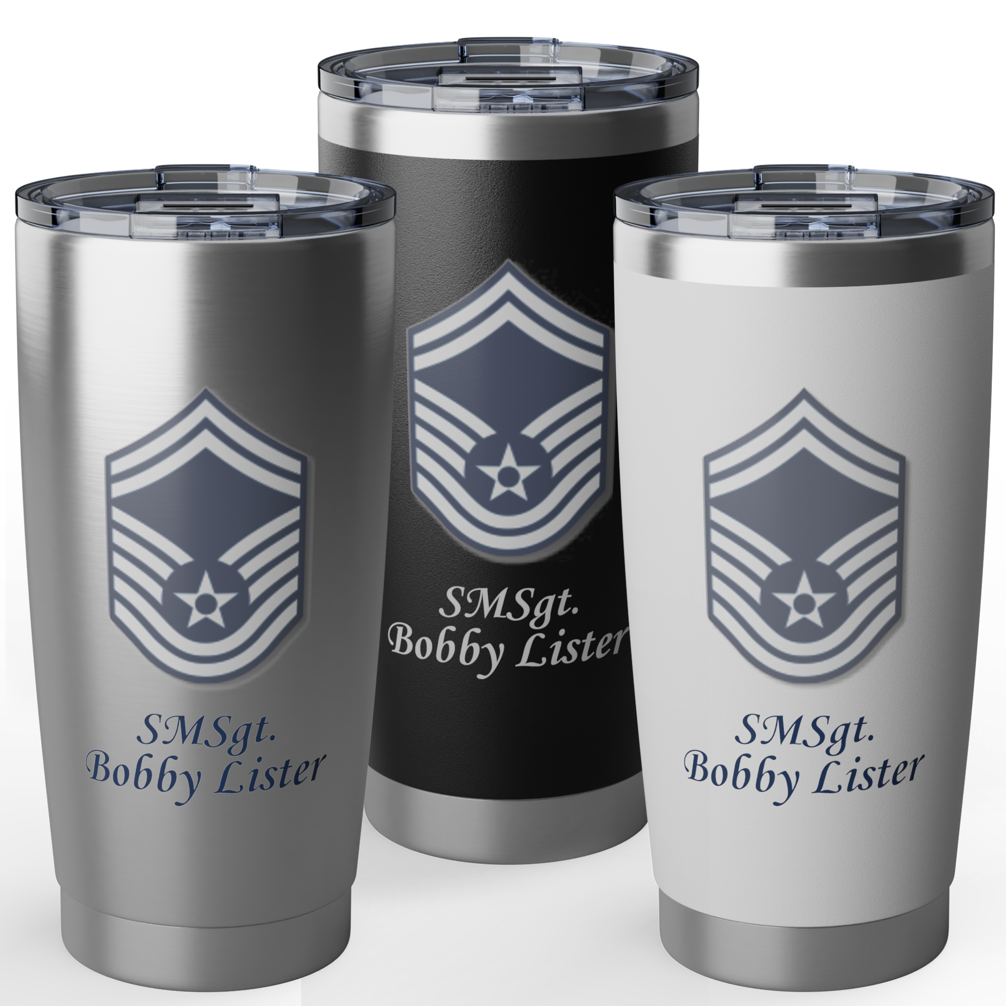 Custom Air Force Rank 20oz Tumbler – Personalized Military Cup with Rank, Name & Unit