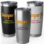 Custom Semper Fi USMC 20oz Tumbler – Personalized Marine Corps Cup with Rank, Name or Message