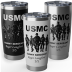 Custom USMC Warfighters 20oz Tumbler – Personalized Marine Corps Unit Cup with Rank, Name or Message