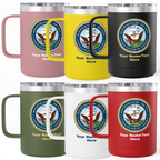 Custom U.S. Navy 15oz Travel Mug – Personalized Military Insulated Coffee Tumbler with Name, Rank or Ship