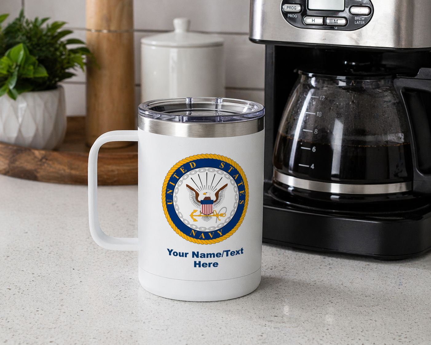 Custom U.S. Navy 15oz Travel Mug – Personalized Insulated Coffee Tumbler with Navy Seal, Name, Rank & Ship (6 Colors)