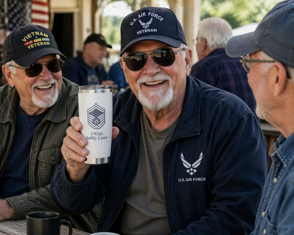 Custom Air Force Rank 20oz Tumbler – Personalized Military Cup with Rank, Name & Unit