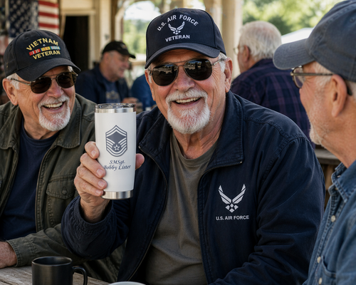 Custom Air Force Rank 20oz Tumbler – Personalized Military Cup with Rank, Name & Unit
