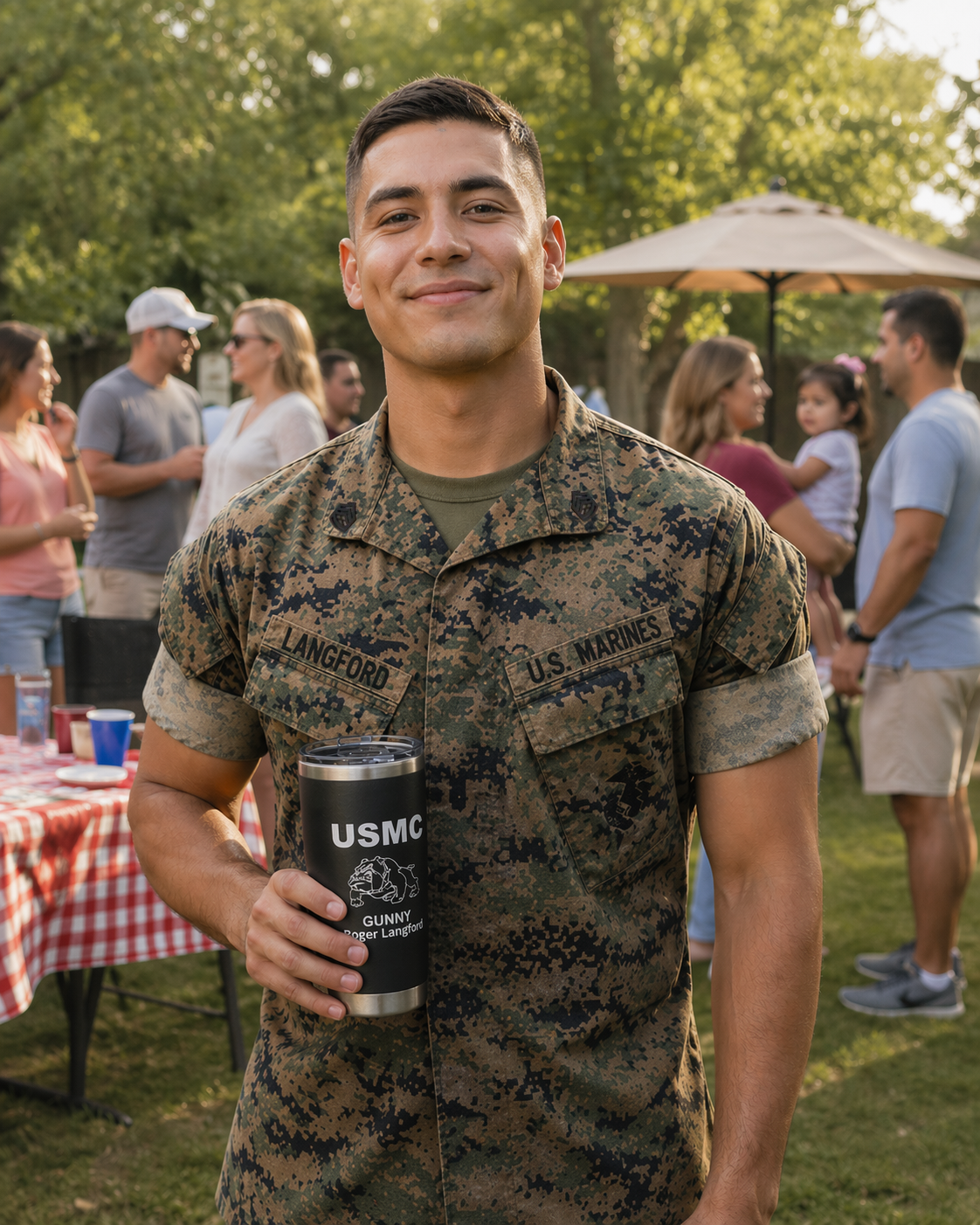 Custom USMC Bulldog 20oz Tumbler – Personalized Marine Corps Cup with Rank, Name or Message