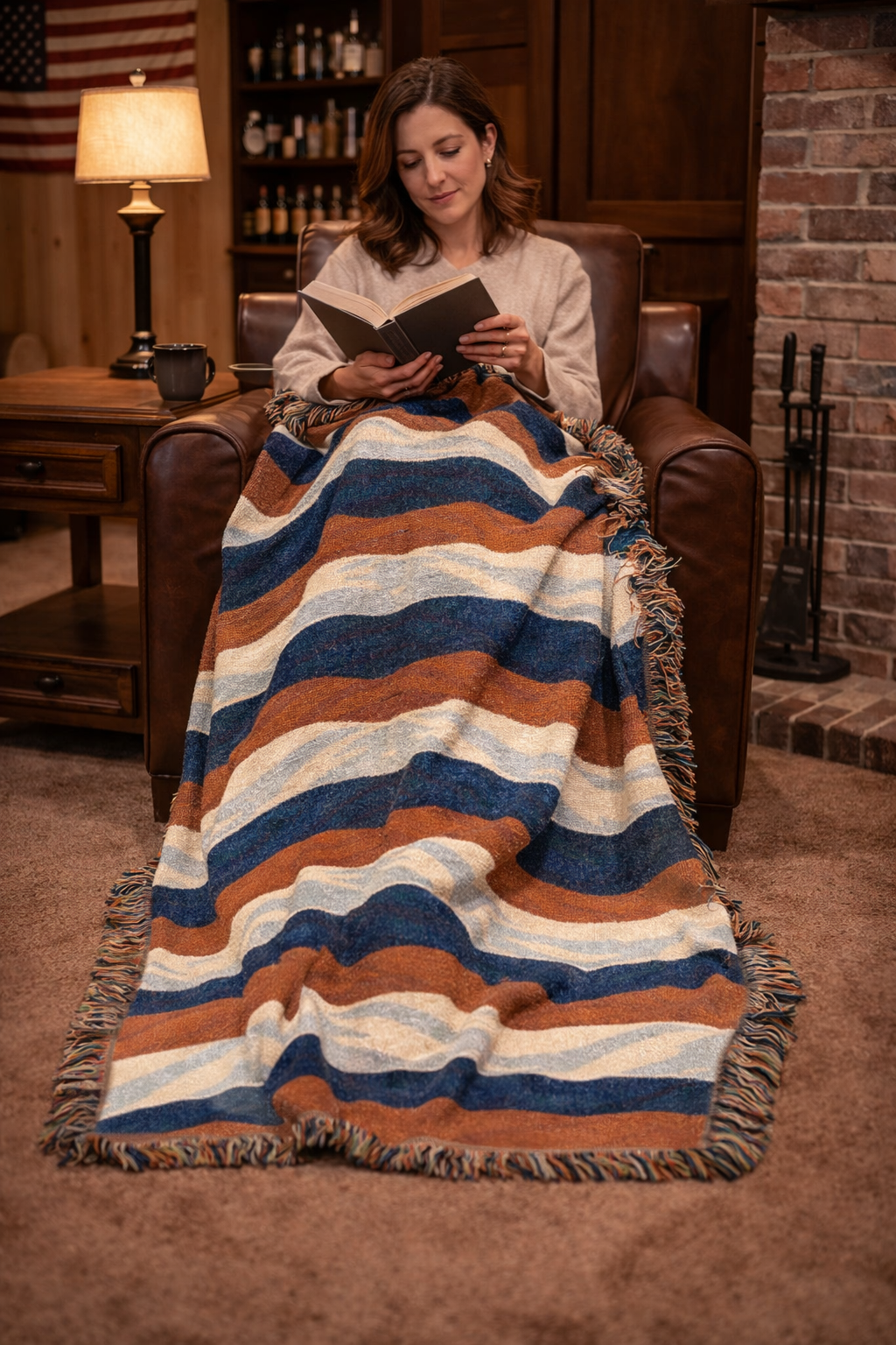 Patriotic Red White Blue Woven Blanket – American Flag Colors Cotton Throw (3 Sizes)