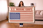 Custom U.S. Marine Corps American Flag Woven Blanket – Personalized USMC Blanket – Marine Veteran Gift