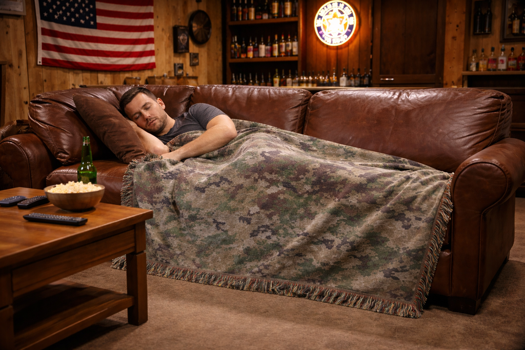 U.S. Marine Corps MARPAT Camouflage Woven Blanket – Military Camouflage Throw – USMC / Navy Inspired